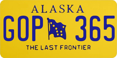 AK license plate GOP365