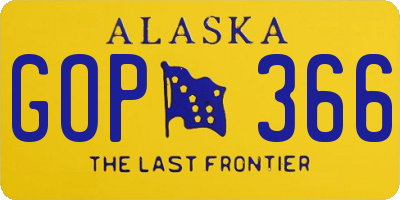 AK license plate GOP366