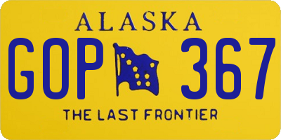 AK license plate GOP367