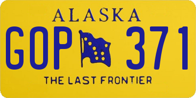 AK license plate GOP371