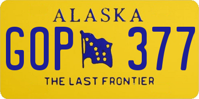 AK license plate GOP377