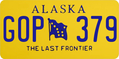 AK license plate GOP379