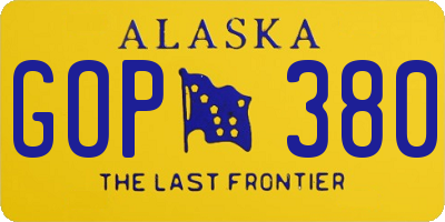 AK license plate GOP380
