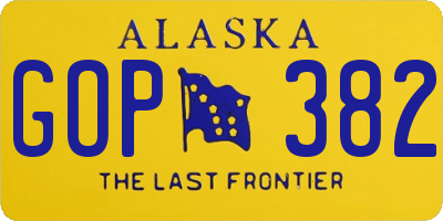 AK license plate GOP382