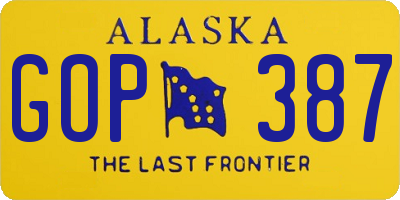 AK license plate GOP387