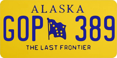 AK license plate GOP389