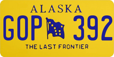 AK license plate GOP392