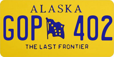 AK license plate GOP402