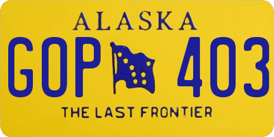 AK license plate GOP403