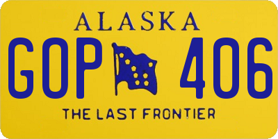 AK license plate GOP406