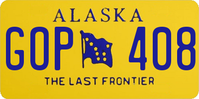 AK license plate GOP408