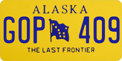 AK license plate GOP409