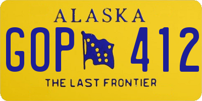 AK license plate GOP412