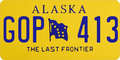 AK license plate GOP413