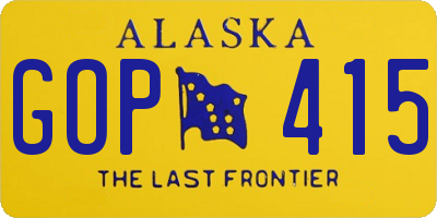 AK license plate GOP415
