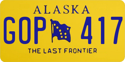 AK license plate GOP417