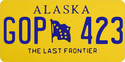 AK license plate GOP423