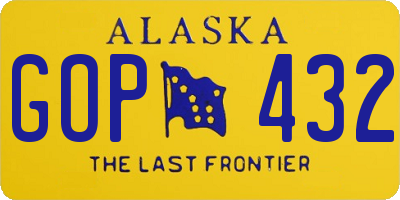 AK license plate GOP432