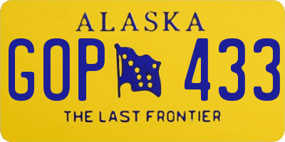 AK license plate GOP433