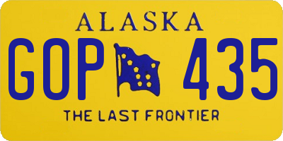 AK license plate GOP435