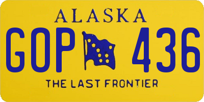 AK license plate GOP436