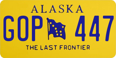 AK license plate GOP447