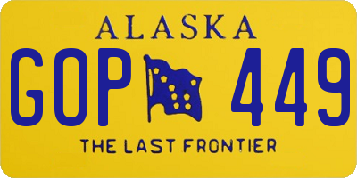 AK license plate GOP449