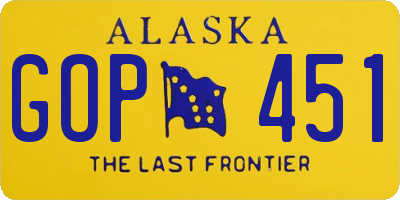 AK license plate GOP451