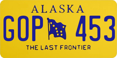 AK license plate GOP453