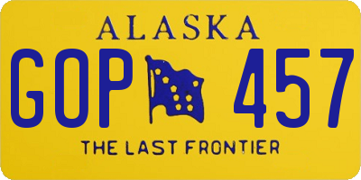 AK license plate GOP457