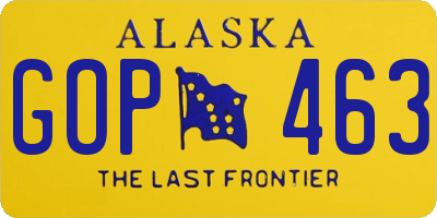 AK license plate GOP463