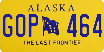 AK license plate GOP464
