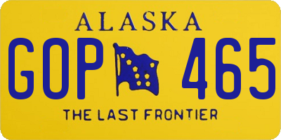 AK license plate GOP465