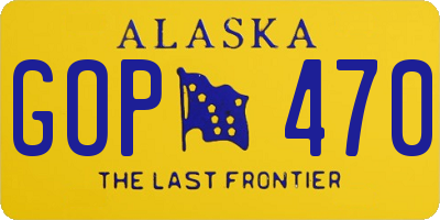 AK license plate GOP470