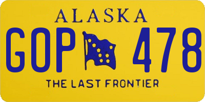 AK license plate GOP478