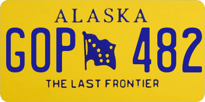 AK license plate GOP482