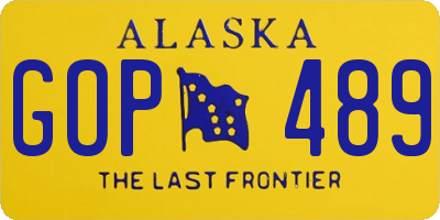 AK license plate GOP489