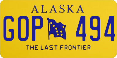 AK license plate GOP494