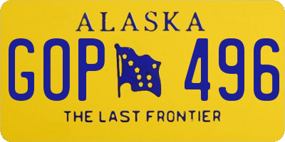 AK license plate GOP496