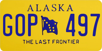 AK license plate GOP497