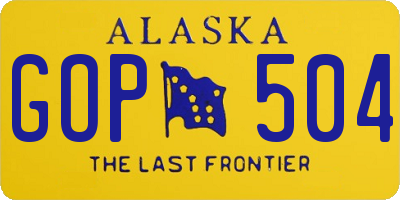 AK license plate GOP504