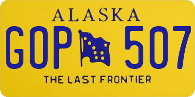 AK license plate GOP507