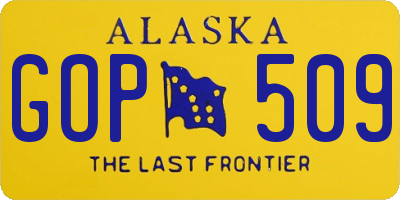 AK license plate GOP509