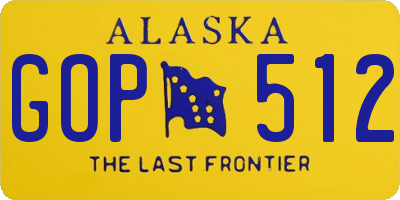 AK license plate GOP512