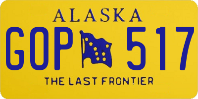 AK license plate GOP517