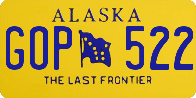 AK license plate GOP522