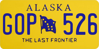 AK license plate GOP526