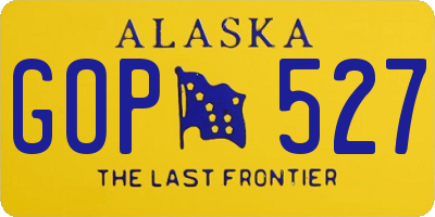 AK license plate GOP527