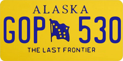 AK license plate GOP530