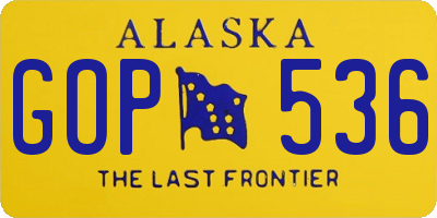 AK license plate GOP536